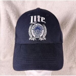 Miller Lite Fine Pilsner Beer Mens Hat Navy Blue Cap Adjustable Snapback ACME